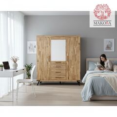 Шкаф для одежды 180х62х190, Флеверс, распашной для одежды, массив дуба, на металлических ножках, Dipriz