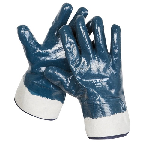 ЗУБР HARD, L (9), маслобензостойкие, износостойкие, перчатки с нитриловым покрытием, Профессионал (11270-L)