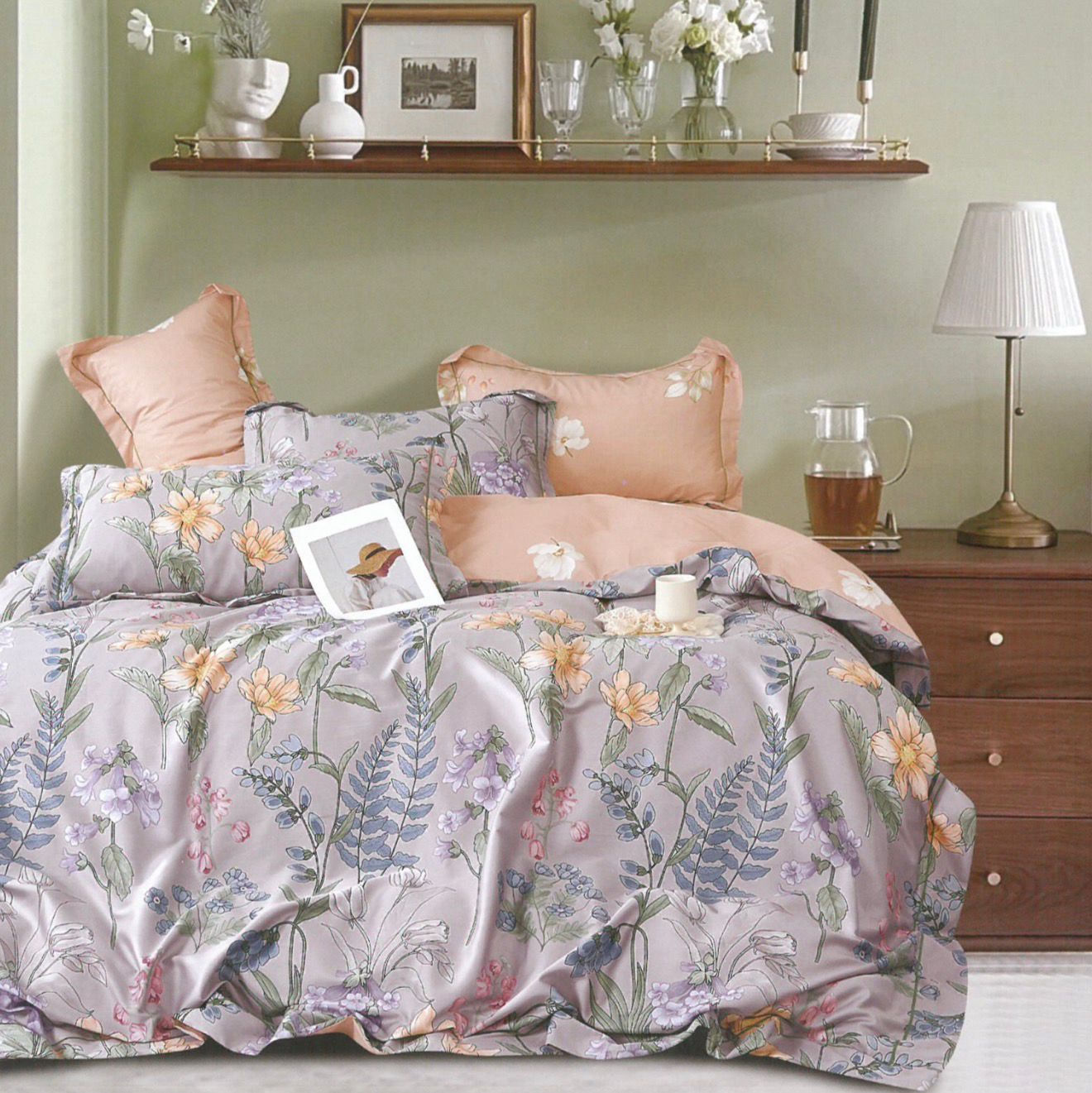 Комплект Семейный (2 пододеяльника) 100% Хлопок Сатин Сиренвый Липестки Цветочки