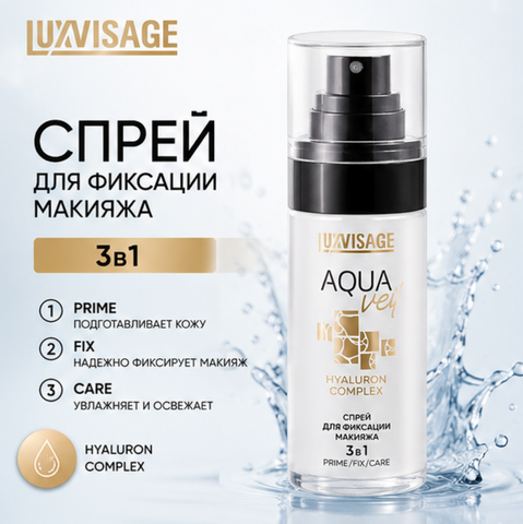Спрей для фиксации макияжа AQUA 3в1 PRIME FIX CARE LuxVisage