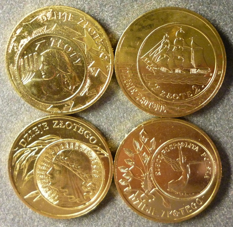 2 злотых Польша 2004-2007 года История польского злотого 4 шт. набор монет