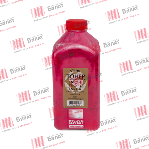 Тонер БУЛАТ s-Line TN-214, TN-213, TN-314 для Konica Minolta bizhub C200, C253, C353 (Пурпурный, банка 320 г)