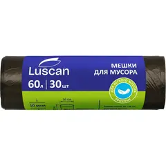 Мешки для мусора 60 л 58х68см 10 мкм черные 30шт/рул Luscan