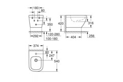 Набор GROHE Euro 4-в-1:  безободковый унитаз с сиденьем + инсталляция с панелью смыва размера S (120133)
