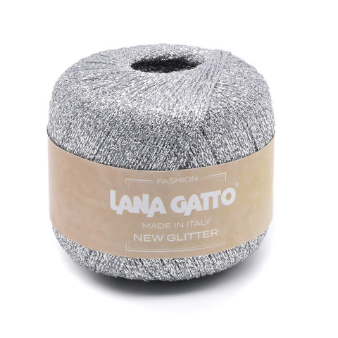 Пряжа Lana Gatto New Glitter 08592 серебро (уп.10 мотков)