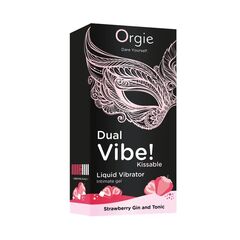 Съедобный жидкий вибратор Dual Vibe! со вкусом клубничного джина с тоником - 15 мл. - 