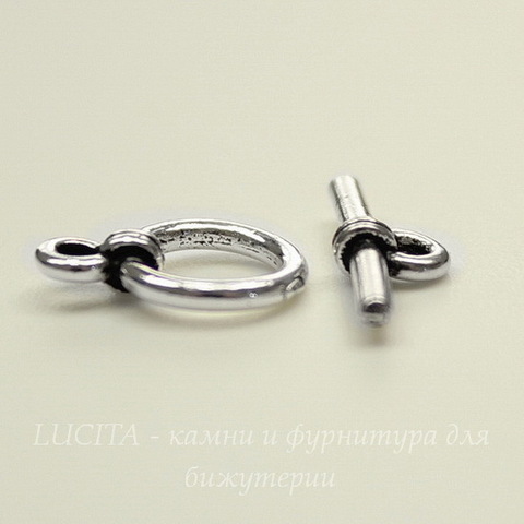 Замок - тоггл из 2х частей TierraCast 12х8 мм, 14х5 мм (цвет-античное серебро)