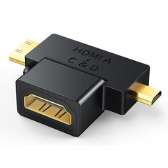 Адаптер UGREEN Micro HDMI + Mini HDMI Male to HDMI Female Adapter HD129, черный