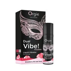 Съедобный жидкий вибратор Dual Vibe! со вкусом клубничного джина с тоником - 15 мл. - 