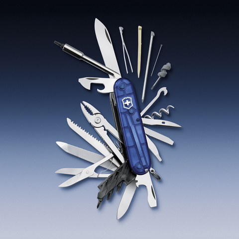 Нож складной Victorinox CyberTool 41, 91 mm, Translucent Blue (1.7775.T2)