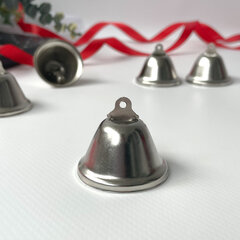 №2 Колокольчик металлический, для декора и творчества, размер 4 см, цвет серебряный, набор 5 шт.
