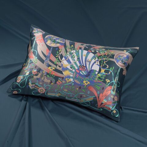 Наволочка 50x70 Mollen Алконост темно-бирюзовая шелковая