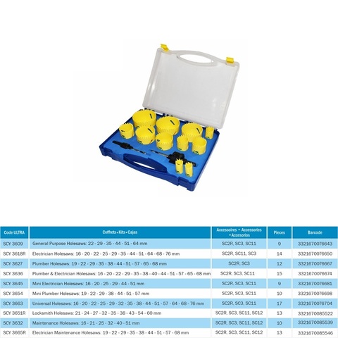 Набор коронок Bi-metall 19-68мм HSSE-Co8 10пр 5,5Tpi ULTRA SCY 3665R