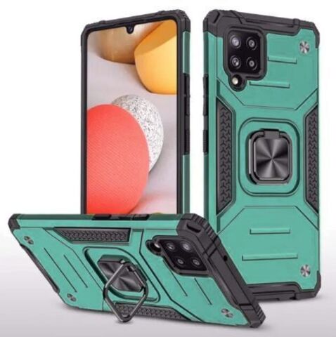 Противоударный чехол для Samsung Galaxy M33 зеленый с пластиной для магнитного автодержателя и кольцом подставкой, чехол на Самсунг Галакси М33