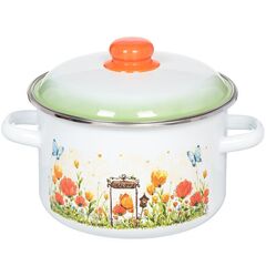 Кастрюля сталь, эмал, 4 л, с крыш, СтальЭмаль, Голландская белоснежная, 7RD201M, индукц