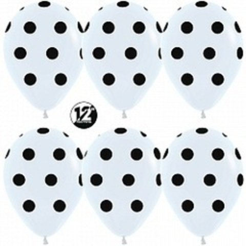 S 12''/30 см, Черные точки, Белый (005), пастель, 5 ст.,  5 шт.
