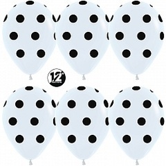 S 12''/30 см, Черные точки, Белый (005), пастель, 5 ст.,  5 шт.