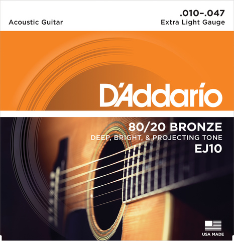 D`ADDARIO EJ10 80/20 BRONZE EXTRA LIGHT 10-47