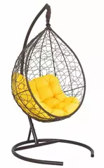 Подвесное кресло-кокон SEVILLA RELAX коричневое, желтая подушка (Laura Outdoor)