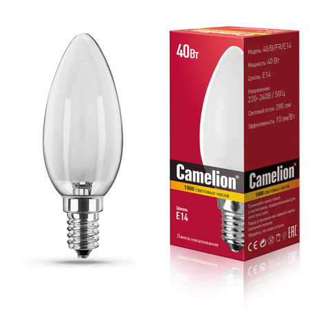 Лампа Накаливания CAMELION 40/B/FR/E14