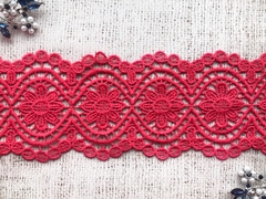 Кружево плетеное, ш. 8 см. (коралл)