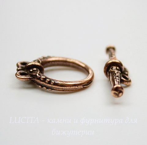 Замок - тоггл из 2х частей на 2 нити TierraCast "Наследие" (цвет-античная медь) 18х15 мм, 24х7 мм