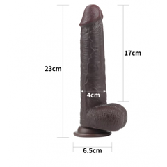 Фаллоимитатор Lovetoy Sliding Skin Dual Dong, с двойным покрытием, черный, 23х4,2 см