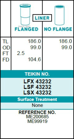 Гильза блока цилиндров TEIKIN LFX43232 (4шт/упак) хонингованная