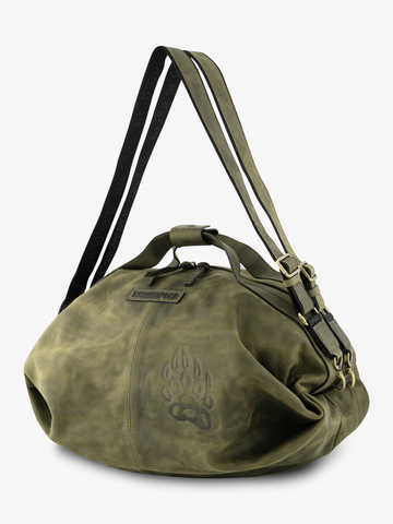 Дорожно-спортивная сумка зелёного цвета (кожа Крейзи)