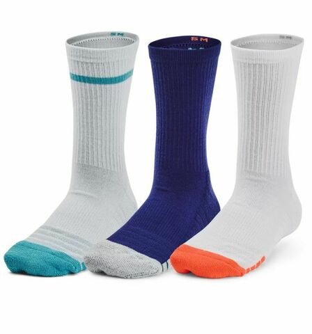 Теннисные носки Under Armour Kid's HeatGear 3P Crew Socks - sonar blue/white/light blue