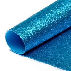 Фоамиран глиттерный, р. 20х30 см, 2 мм, голубой