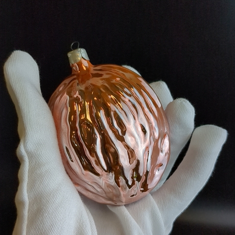 Ёлочная игрушка грецкий орех, стекло, подвесная, винтаж СССР 1970-1990 гг