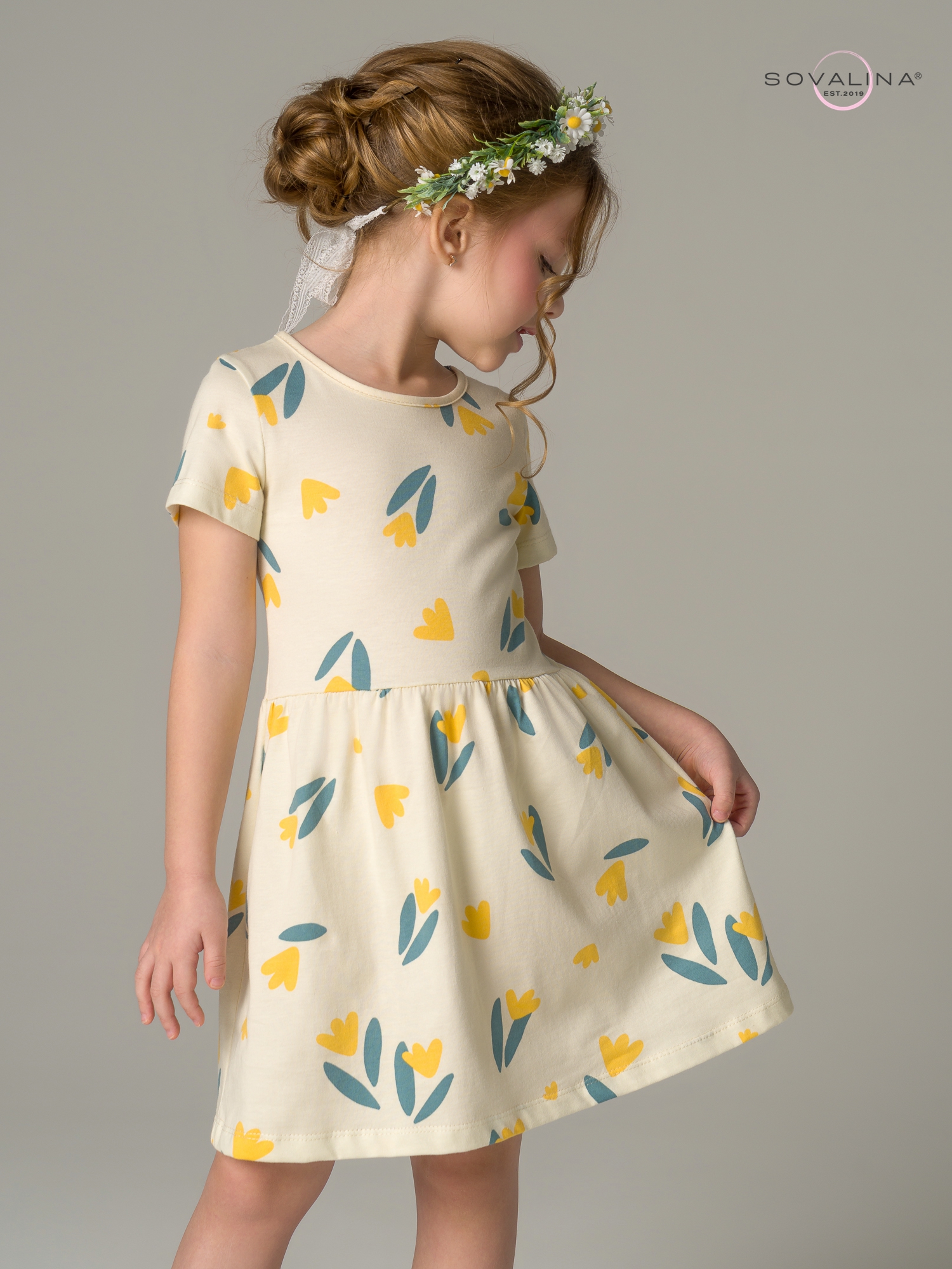 Платье Лето желтые тюльпаны