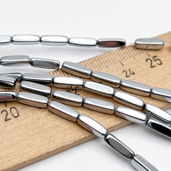 Гематит Брусок бусины (имитация), цвет серебристый, размер около 9,5*2,8 мм, цена за отрезок 19 см (1/2 нити)