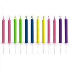 
          Набор свечей для торта с цветным пламенем Alingar, 6 см, 12 шт., с подставками, ассорти, коробка с европодвесом