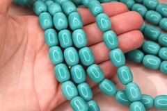 Бусины бочонки стекло бирюза 9х13 мм(нить 38 см)