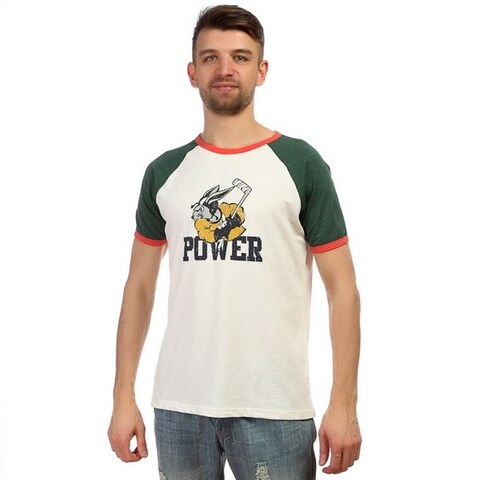 Мужская футболка белая с темно-зелеными рукавами  Power D&G
