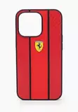 Кожаный чехол Ferrari NM для iPhone 13 Pro Max (Красный с чёрным)