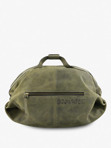 Дорожно-спортивная сумка зелёного цвета (кожа Крейзи)