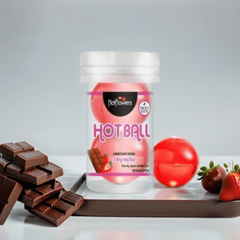 Лубрикант AROMATIC HOT BALL на масляной основе в виде двух шариков (аромат клубники в шоколаде)