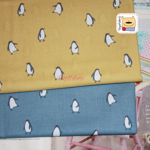 Ткань для пэчворка Dailylike 20736 (пингвины на серо-голубом) 45х55см