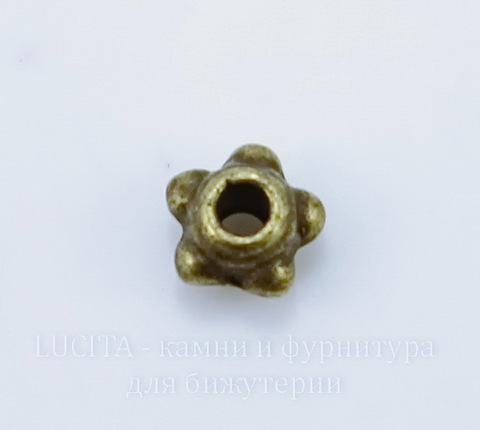 Бусина металлическая 4х3 мм (цвет - античная бронза), 20 штук