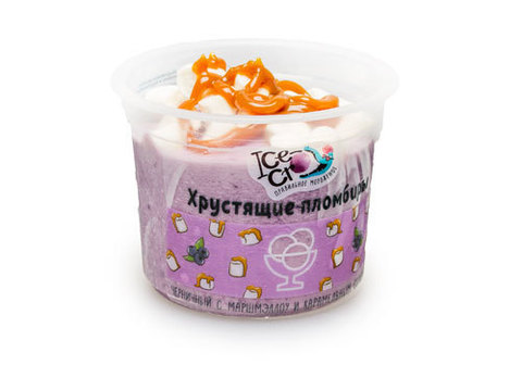 Мороженое "Черничный с маршмелоу и карамельным соусом" Icecro, 75 г