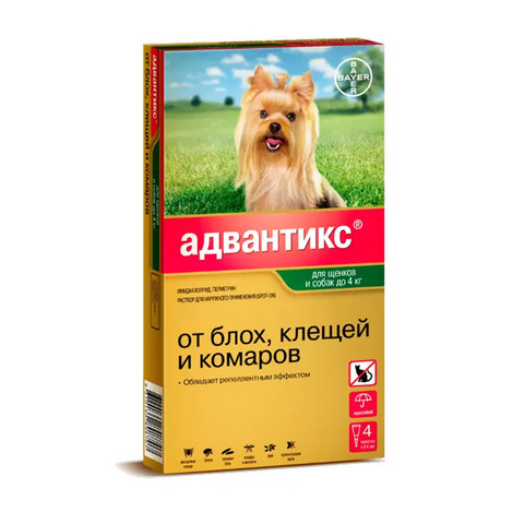 Адвантикс для собак до 4кг упаковка (4пип)