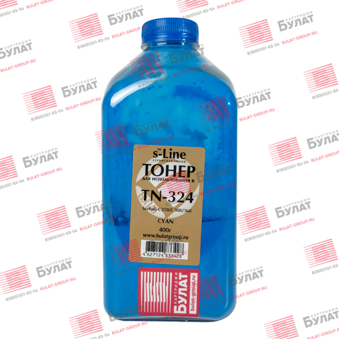 Тонер с девелопером БУЛАТ s-Line TN-324 для Konica Minolta bizhub C258 (Голубой, банка 400 г)