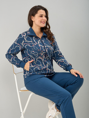 Костюм с брюками КБ-184/синийремни-цепи