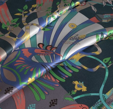 Наволочка 50x70 Mollen Алконост темно-бирюзовая шелковая