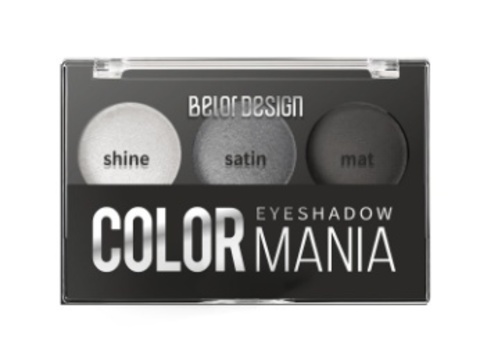 BelorDesign Тени для век COLOR MANIA 3-х цветные тон 031 серый