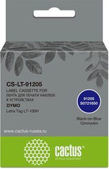 Картридж ленточный Cactus CS-LT-91205 (91205) черный/синий для Dymo Letra Tag LT-100H