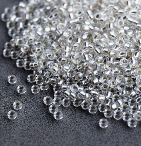 15/0 RR-0001 Бисер круглый Миюки /Miyuki round 15/0 Silver Lined Crystal
